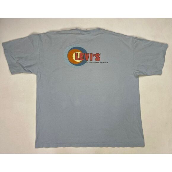 VINTAGE Levi's Basic Denim Jeans Graphic T-shirt Men XL USA 90s Single Stitch - Picture 1 of 12